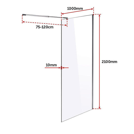 Buy 1000 x 2100mm Frameless 10mm Safety Glass Shower Screen discounted | Products On Sale Australia