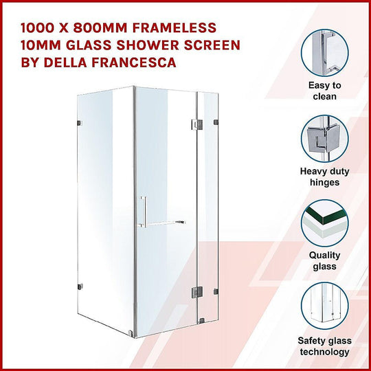 Buy 1000 x 800mm Frameless 10mm Glass Shower Screen By Della Francesca discounted | Products On Sale Australia