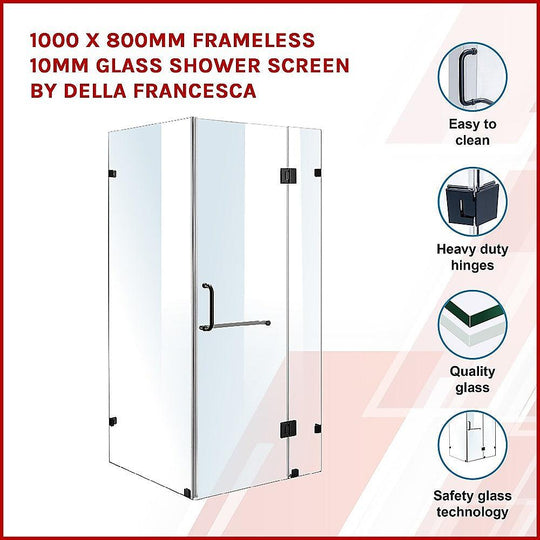 Buy 1000 x 800mm Frameless 10mm Glass Shower Screen By Della Francesca discounted | Products On Sale Australia