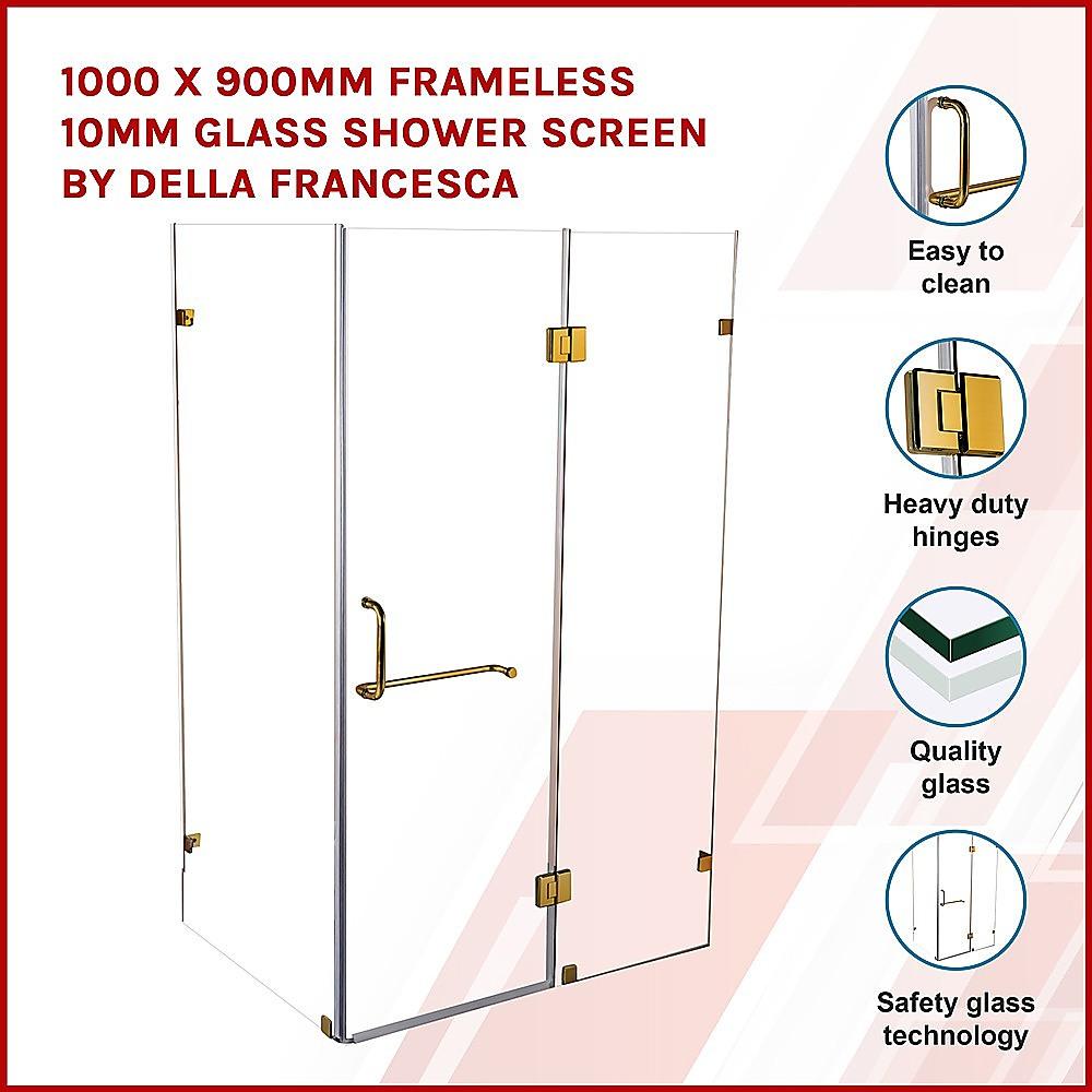 Buy 1000 x 900mm Frameless 10mm Glass Shower Screen By Della Francesca discounted | Products On Sale Australia