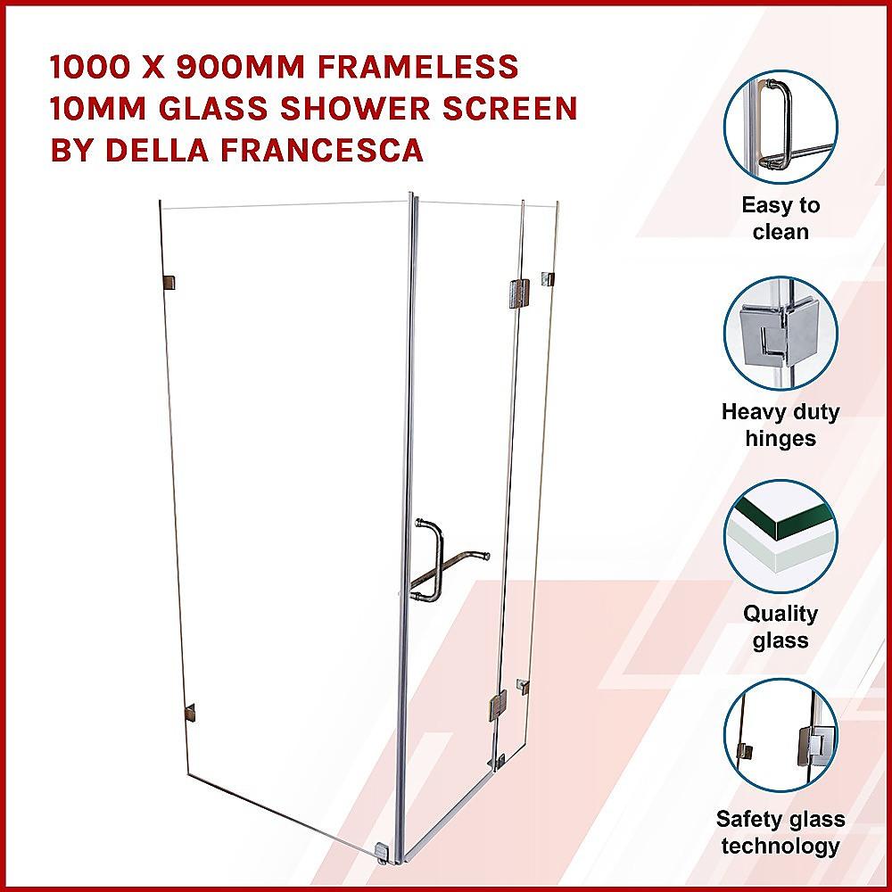 Buy 1000 x 900mm Frameless 10mm Glass Shower Screen By Della Francesca | Products On Sale Australia