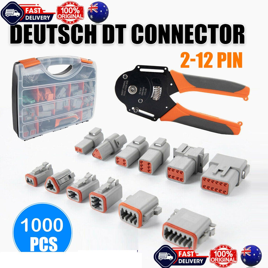 Buy 1000PCS Deutsch DT Connector Plug Kit With Genuine Deutsch Crimp Tool Auto Marine discounted | Products On Sale Australia