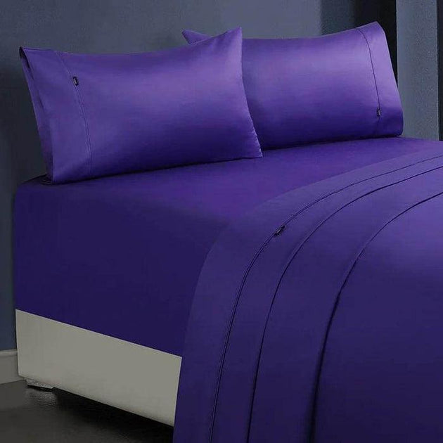 Buy 1000tc egyptian cotton sheet set 1 single violet discounted | Products On Sale Australia