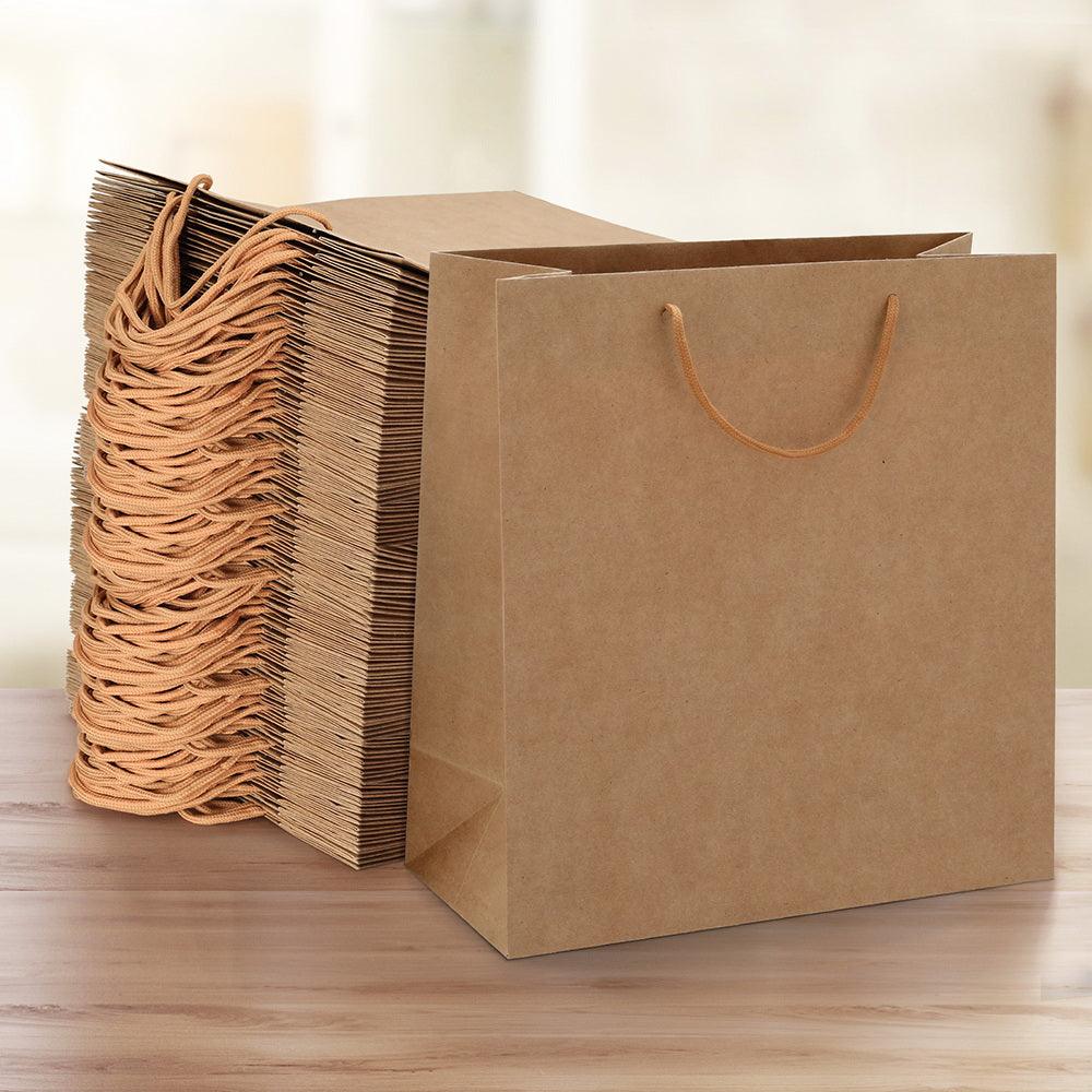 Buy 100pcs Bulk Kraft Paper Bags Pack Brown Shopping Retail Gift Bags Reusable Brown discounted | Products On Sale Australia