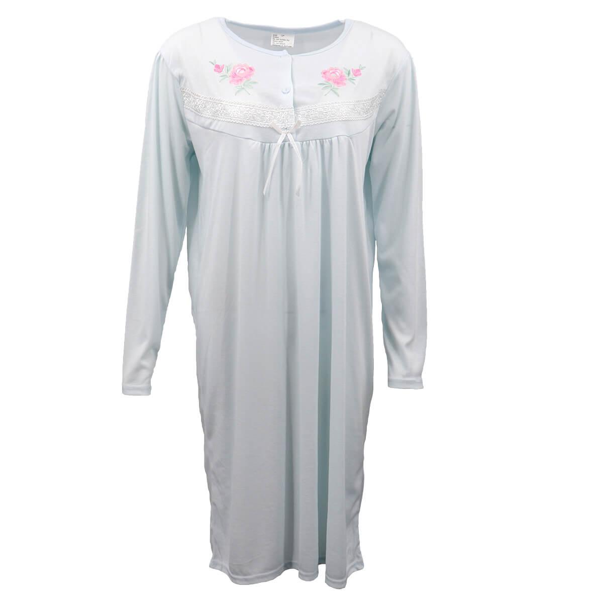 Buy 100% Cotton Women Nightie Night Gown Pajamas Pyjamas Winter Sleepwear PJs Dress, Blue, 12 discounted | Products On Sale Australia