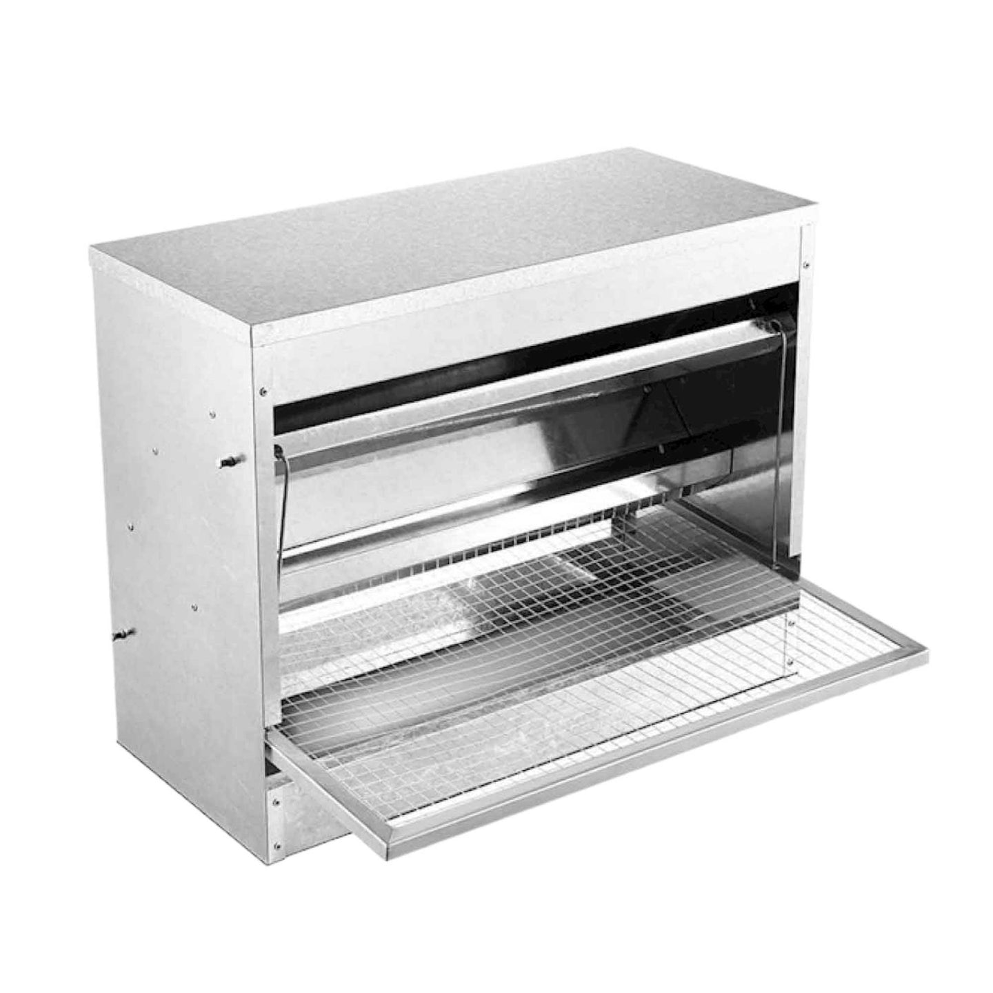 Buy 10kg Automatic Chook Chicken Feeder Poultry Auto Treadle Galvanised Metal Coop discounted | Products On Sale Australia