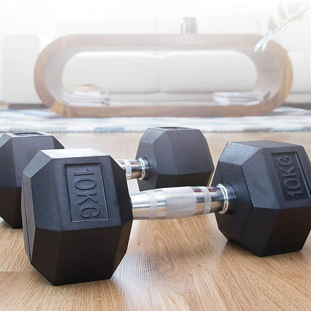 10KG Commercial Rubber Hex Dumbbell Gym Weight Products On Sale Australia | Sports & Fitness > Fitness Accessories Category
