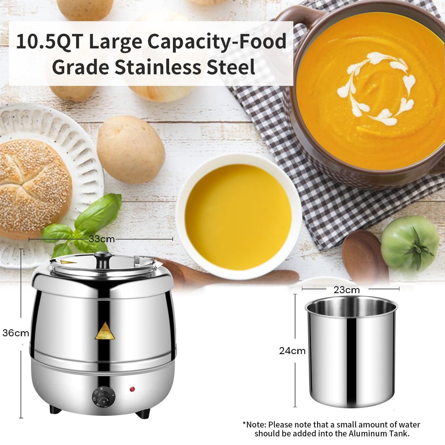 Buy 10L Restaurant Electric Buffet Food Warmer Commercial Food Warmers Soup Warmer Silver discounted | Products On Sale Australia