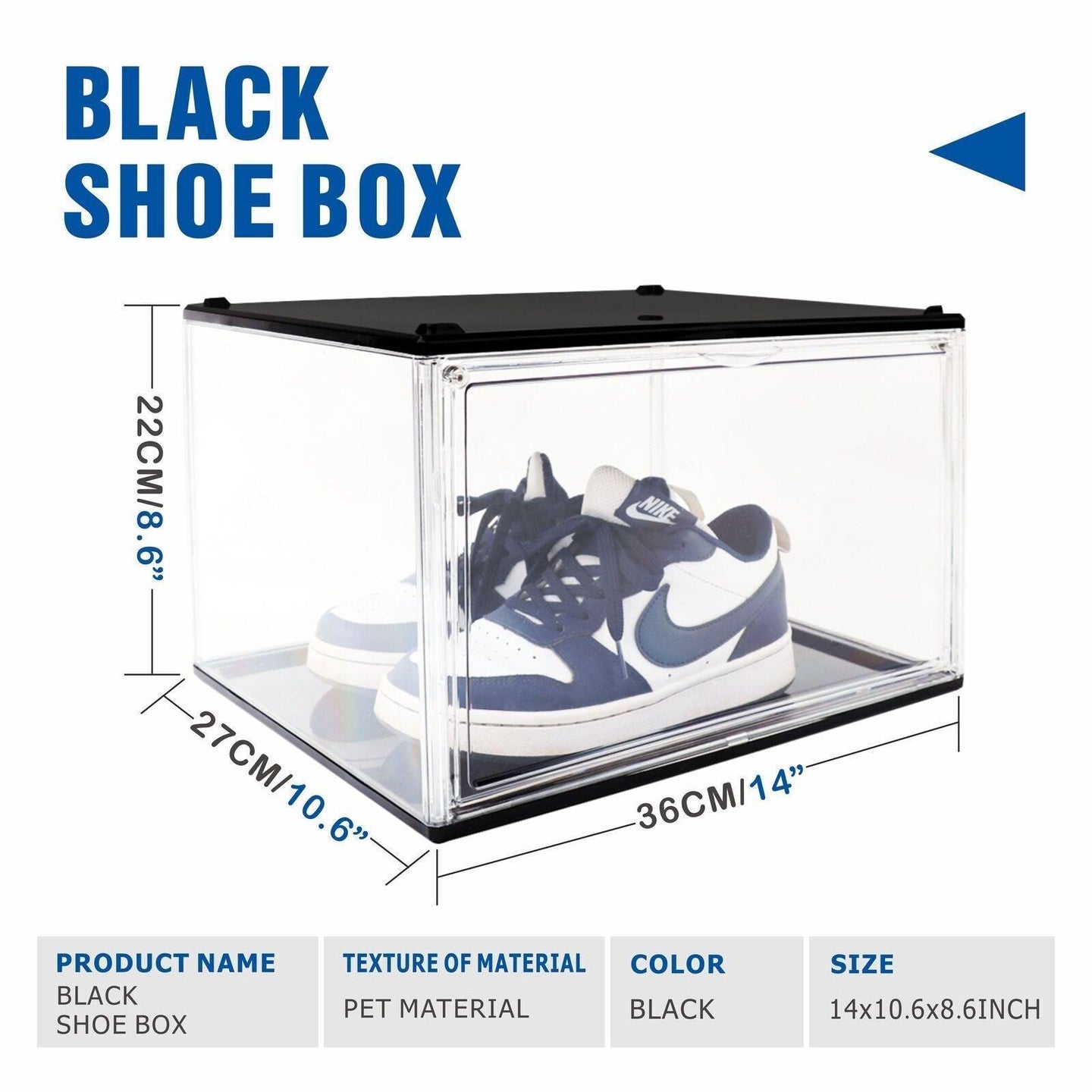 Buy 10PC Black Stackable Shoe Display Box Hard Acrylic Sneaker Storage Containers Case discounted | Products On Sale Australia