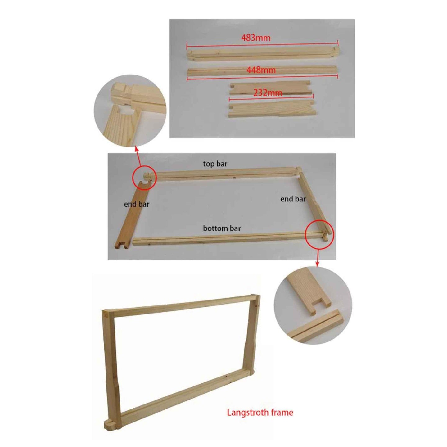 Buy 10x Wood Frames Plastic Foundations Unassembled Deep Hive Brood Frame Beekeeping discounted | Products On Sale Australia