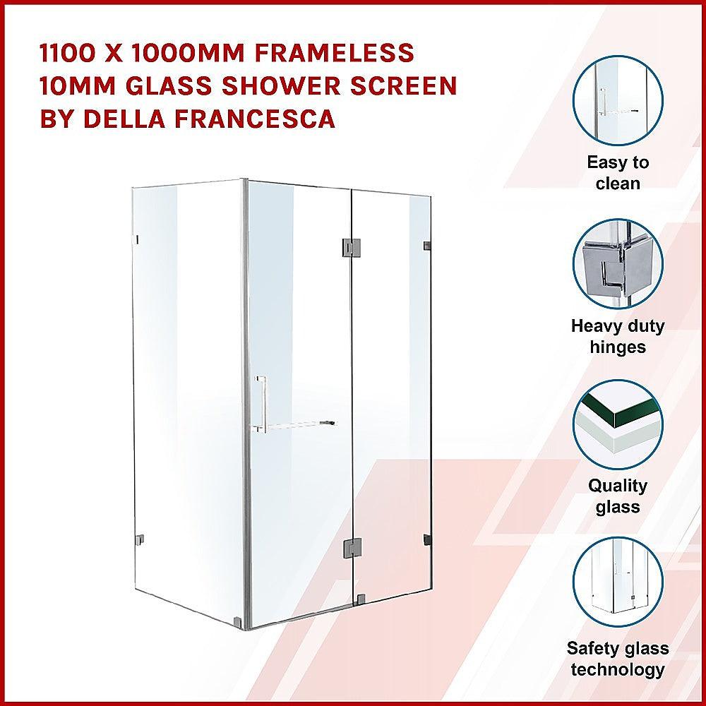 Buy 1100 x 1000mm Frameless 10mm Glass Shower Screen By Della Francesca discounted | Products On Sale Australia