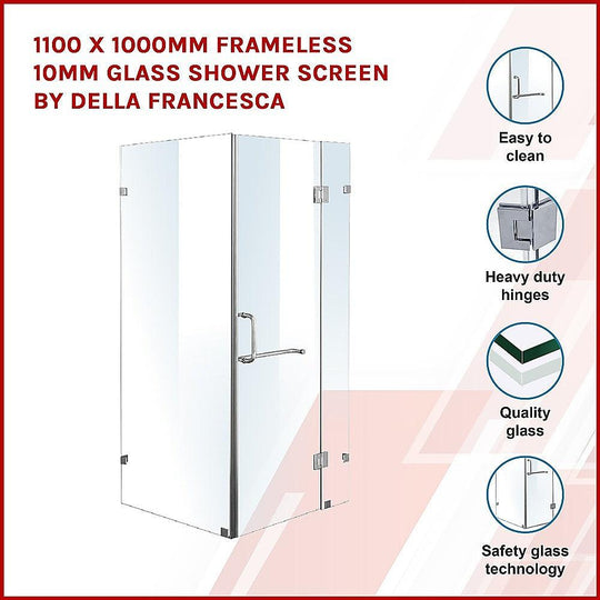 Buy 1100 x 1000mm Frameless 10mm Glass Shower Screen By Della Francesca discounted | Products On Sale Australia