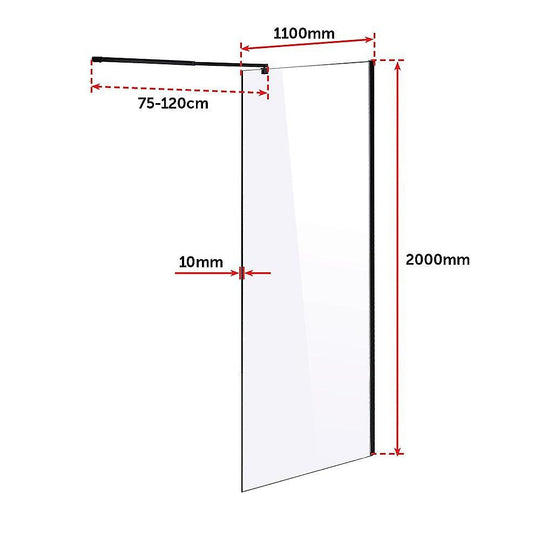 Buy 1100 x 2000mm Frameless 10mm Safety Glass Shower Screen discounted | Products On Sale Australia