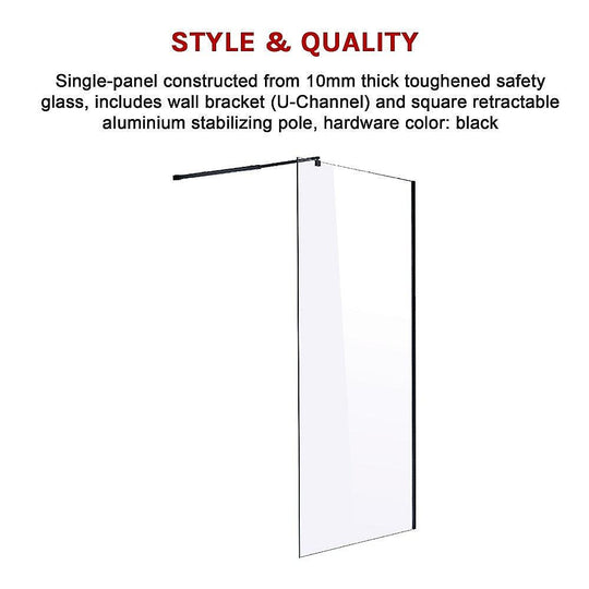 Buy 1100 x 2000mm Frameless 10mm Safety Glass Shower Screen discounted | Products On Sale Australia