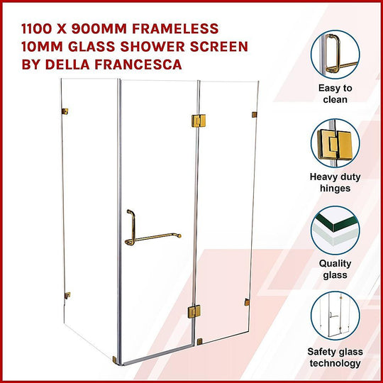 Buy 1100 x 900mm Frameless 10mm Glass Shower Screen By Della Francesca discounted | Products On Sale Australia