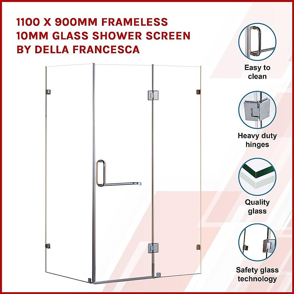 Buy 1100 x 900mm Frameless 10mm Glass Shower Screen By Della Francesca discounted | Products On Sale Australia