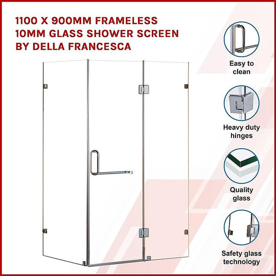 Buy 1100 x 900mm Frameless 10mm Glass Shower Screen By Della Francesca discounted | Products On Sale Australia