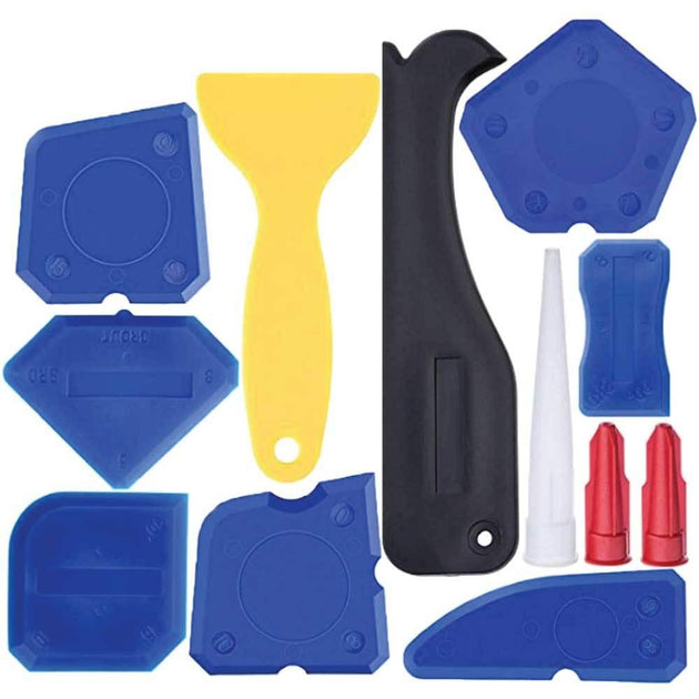 Buy 12 Piece Plastic Sealant Scraper Tools Finishing Grout Silicone Caulking Remover discounted | Products On Sale Australia