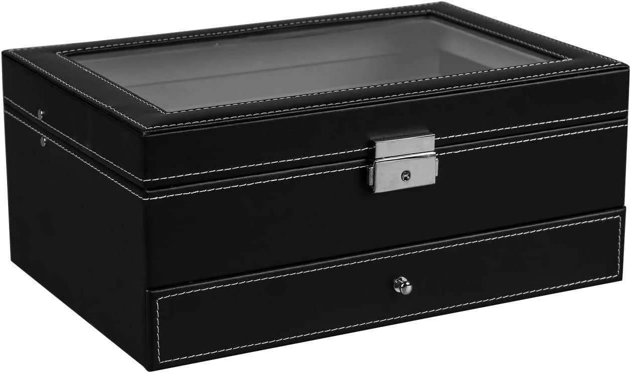 Buy 12 Slot PU Leather Lockable Watch and Jewelry Storage Boxes (Black) discounted | Products On Sale Australia