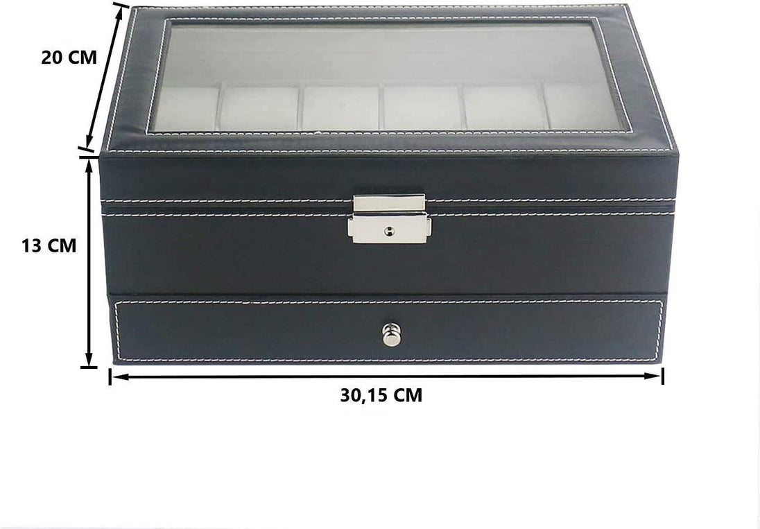 Buy 12 Slot PU Leather Lockable Watch and Jewelry Storage Boxes (Black) discounted | Products On Sale Australia