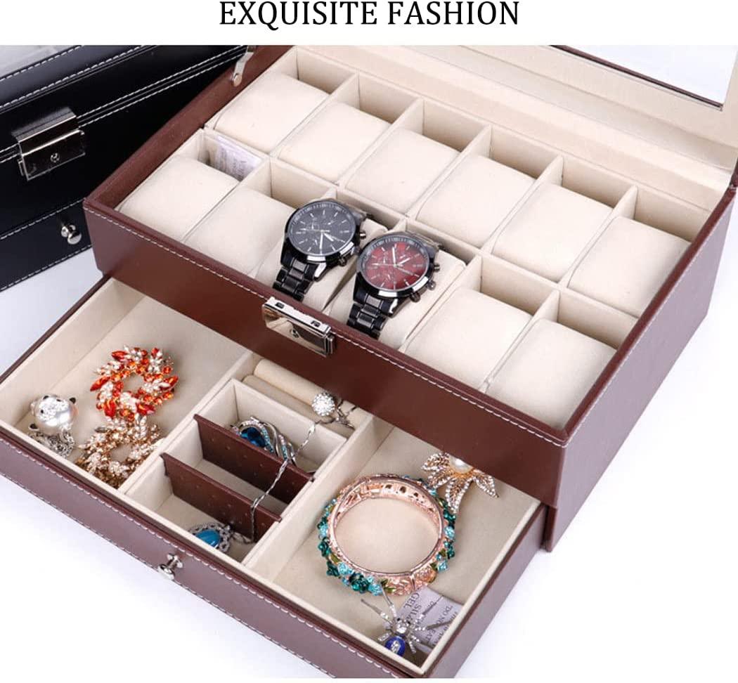 Buy 12 Slot PU Leather Lockable Watch and Jewelry Storage Boxes (Brown) discounted | Products On Sale Australia