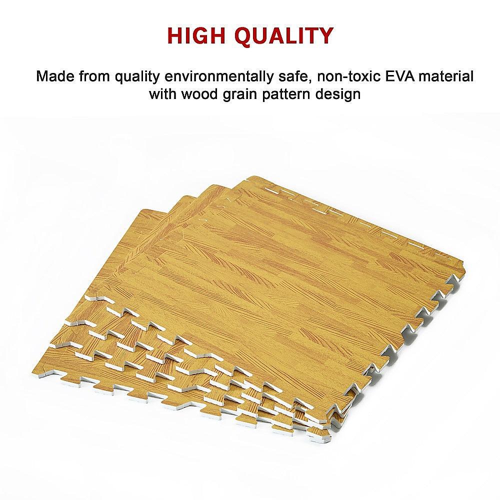 Buy 12 Tiles EVA Fitness Home Yoga Gym Interlocking Floor Puzzle Mat - Wood Colour discounted | Products On Sale Australia