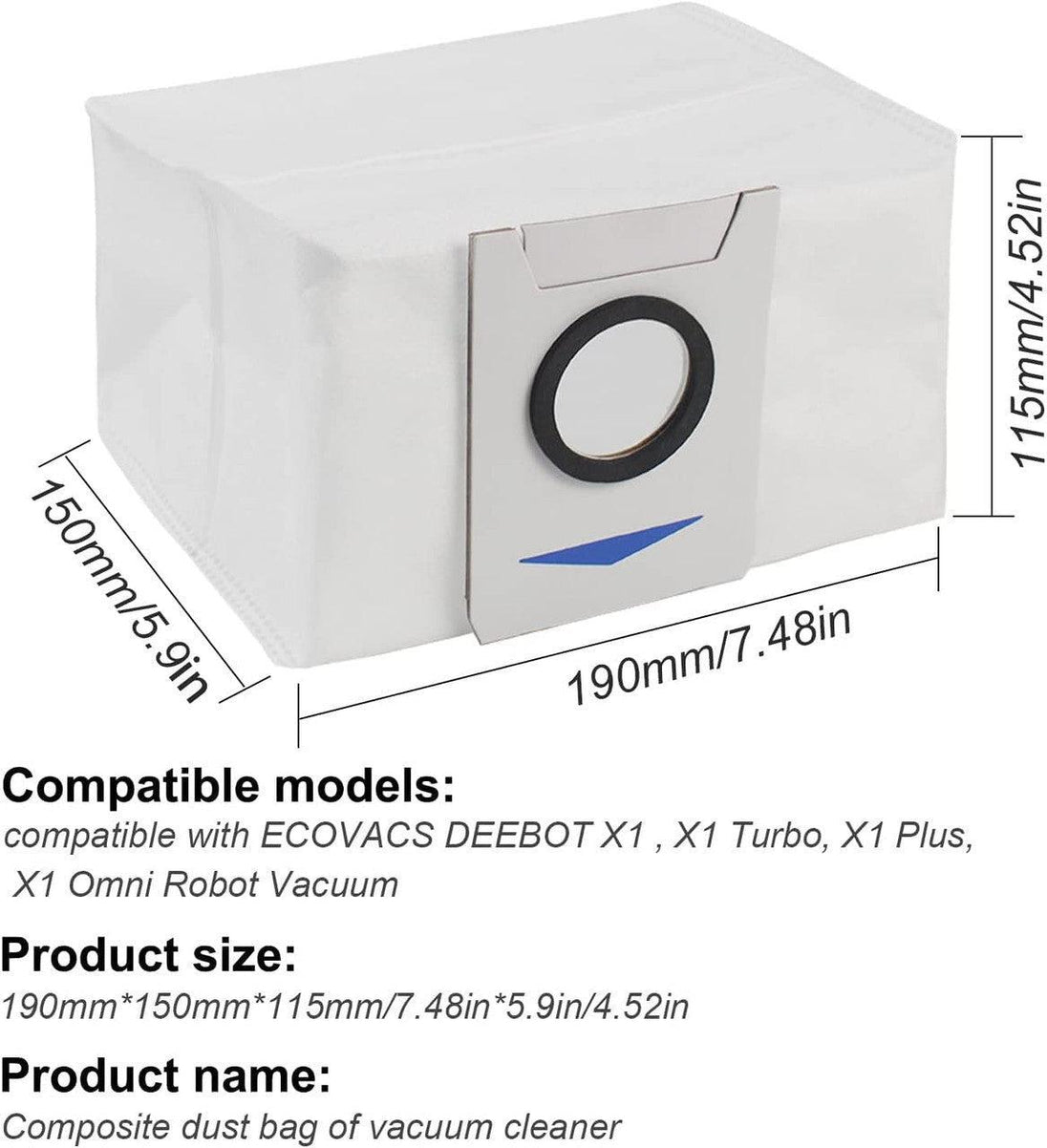 Buy 12 X Auto Empty Station Dust Bags For Ecovacs Deebot X1 Omni Series Robots discounted | Products On Sale Australia