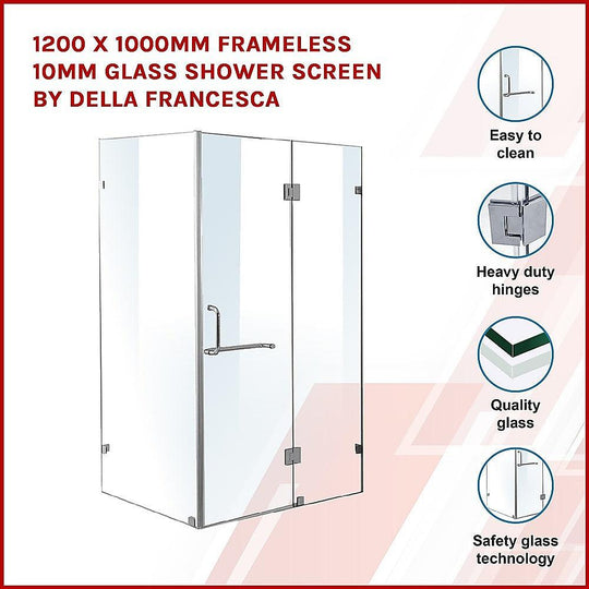 Buy 1200 x 1000mm Frameless 10mm Glass Shower Screen By Della Francesca discounted | Products On Sale Australia