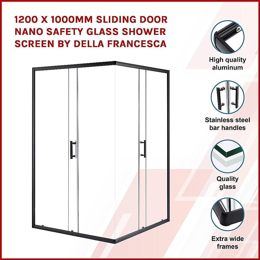 Buy 1200 x 1000mm Sliding Door Nano Safety Glass Shower Screen By Della Francesca discounted | Products On Sale Australia