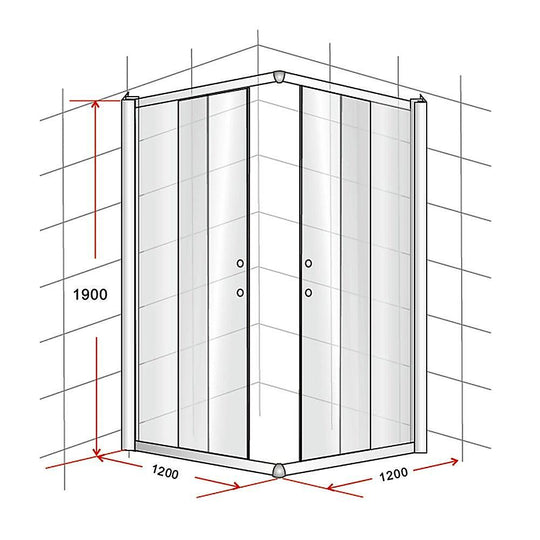 Buy 1200 x 1200mm Sliding Door Nano Safety Glass Shower Screen By Della Francesca discounted | Products On Sale Australia