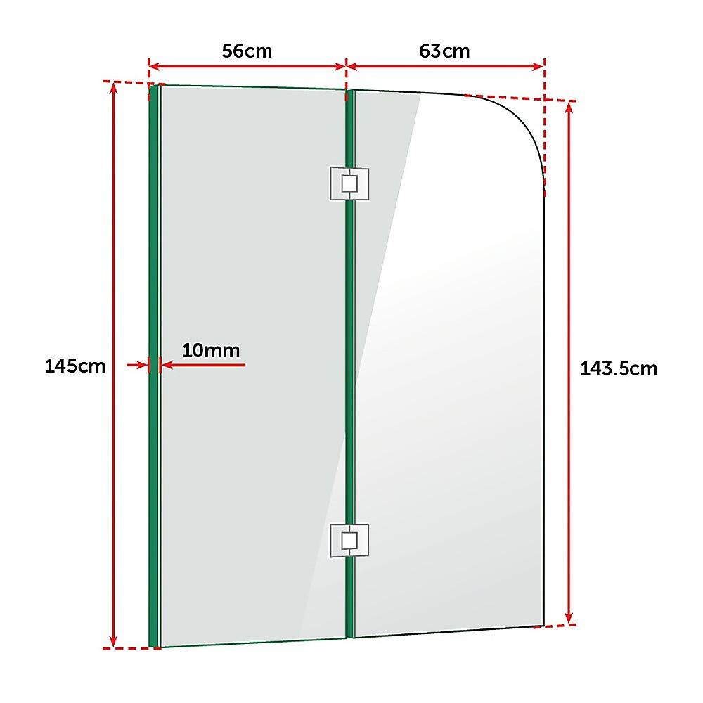 Buy 1200 x 1450mm Frameless Bath Panel 10mm Glass Shower Screen By Della Francesca discounted | Products On Sale Australia