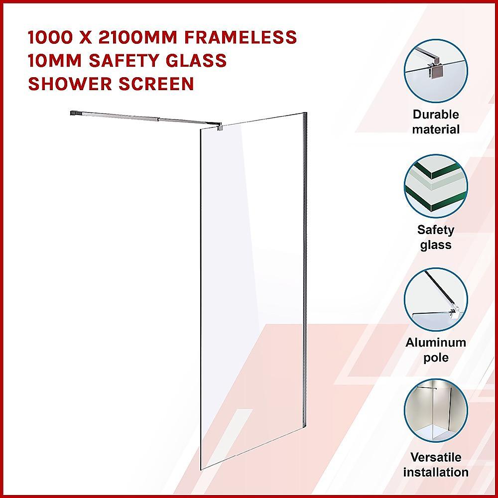 Buy 1200 x 2000mm Frameless 10mm Safety Glass Shower Screen discounted | Products On Sale Australia