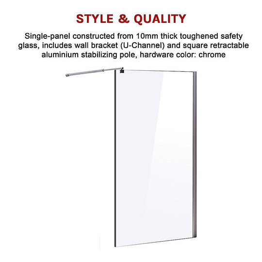 Buy 1200 x 2000mm Frameless 10mm Safety Glass Shower Screen discounted | Products On Sale Australia