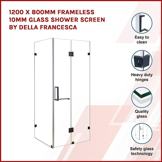 Buy 1200 x 800mm Frameless 10mm Glass Shower Screen By Della Francesca discounted | Products On Sale Australia