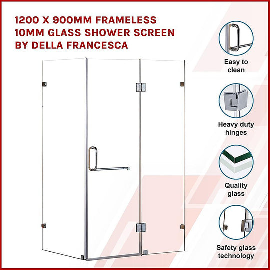 Buy 1200 x 900mm Frameless 10mm Glass Shower Screen By Della Francesca discounted | Products On Sale Australia