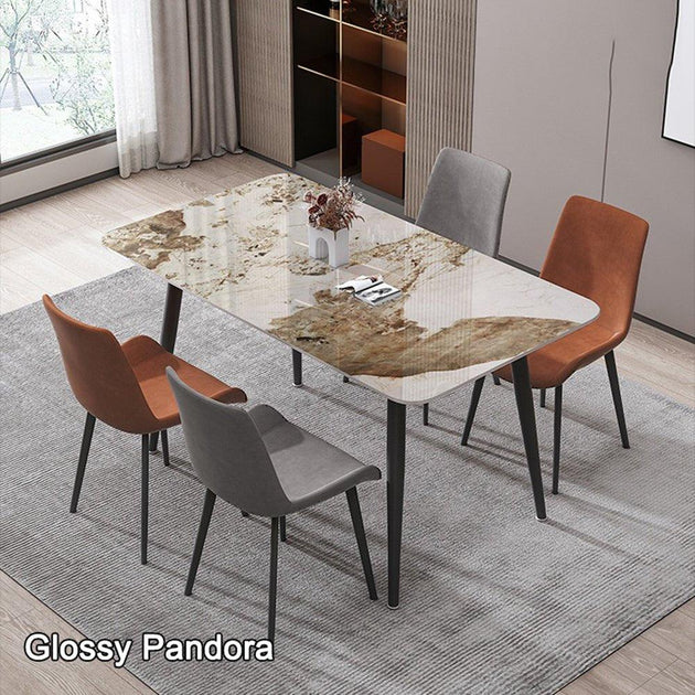 120x60cm Glossy Pandora Minimalist Slate Kitchen Dining Table Marble Lunch Dinner Table Solid Metal Legs Products On Sale Australia | Furniture > Dining Category