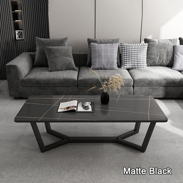120x60cm Matte Black Minimalist Slate Coffee Table Marble Tea Table Living Room Rectangle Cocktail Side Table Solid Metal Legs Products On Sale Australia | Furniture > Living Room Category