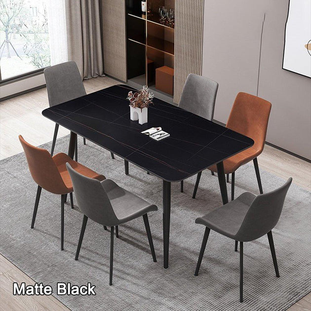 120x60cm Matte Black Minimalist Slate Kitchen Dining Table Marble Lunch Dinner Table Solid Metal Legs Products On Sale Australia | Furniture > Dining Category
