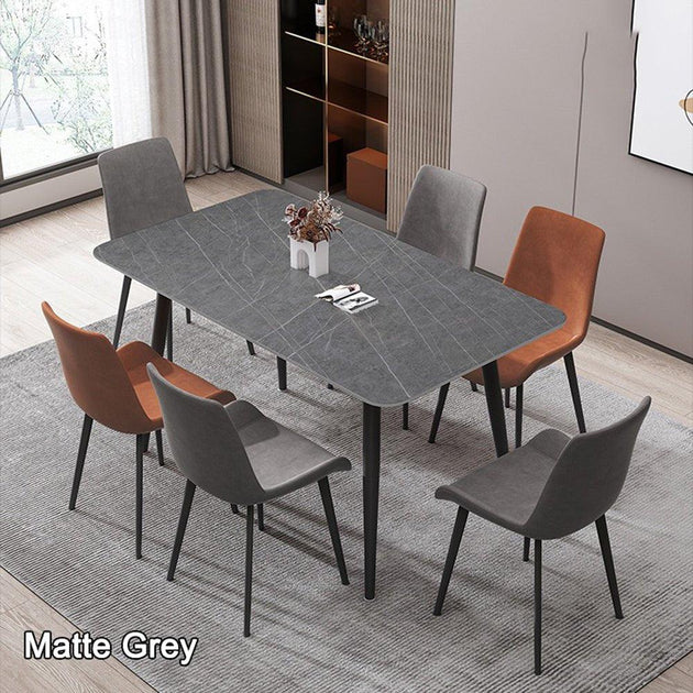 120x60cm Matte Grey Minimalist Slate Kitchen Dining Table Marble Lunch Dinner Table Solid Metal Legs Products On Sale Australia | Furniture > Dining Category