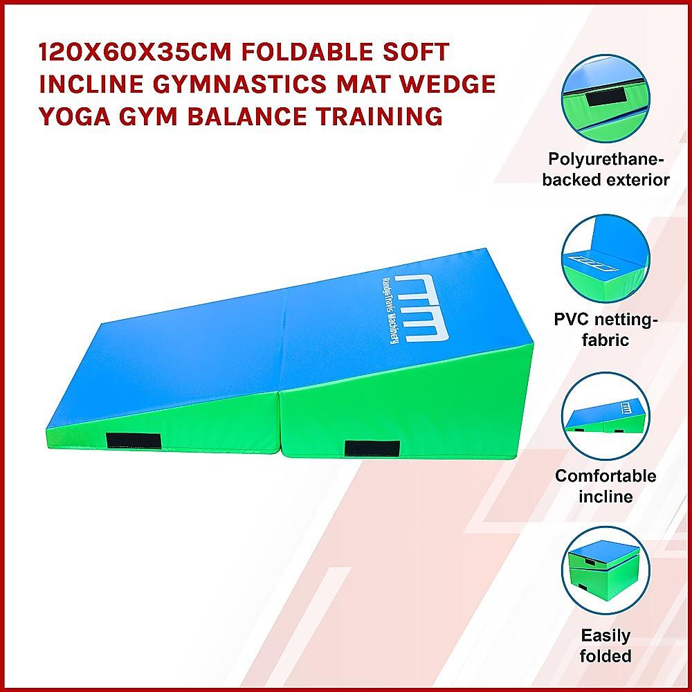 Buy 120x60x35cm Foldable Soft Incline Gymnastics Mat Wedge Yoga Gym Balance Training discounted | Products On Sale Australia