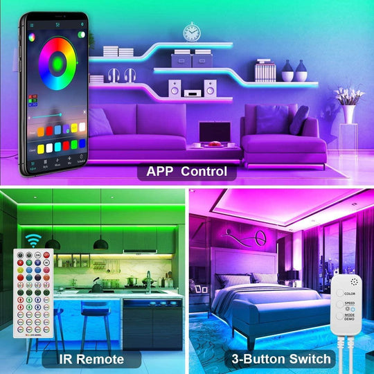 Buy 12M LED Strip Lights Rope Light for Bedroom and Home (5050 Lights Strip App with Remote Control) discounted | Products On Sale Australia