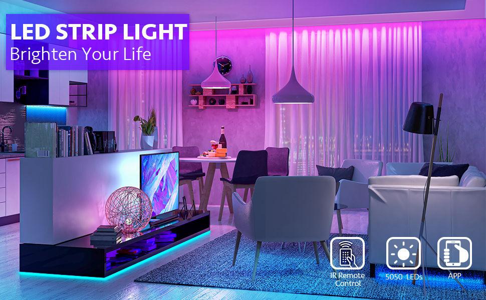 Buy 12M LED Strip Lights Rope Light for Bedroom and Home (5050 Lights Strip App with Remote Control) discounted | Products On Sale Australia