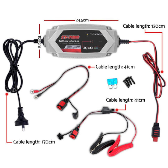 Buy 12V Automotive Car Battery Charger 24V 7Amp Vehicle Truck Chargers AGM discounted | Products On Sale Australia