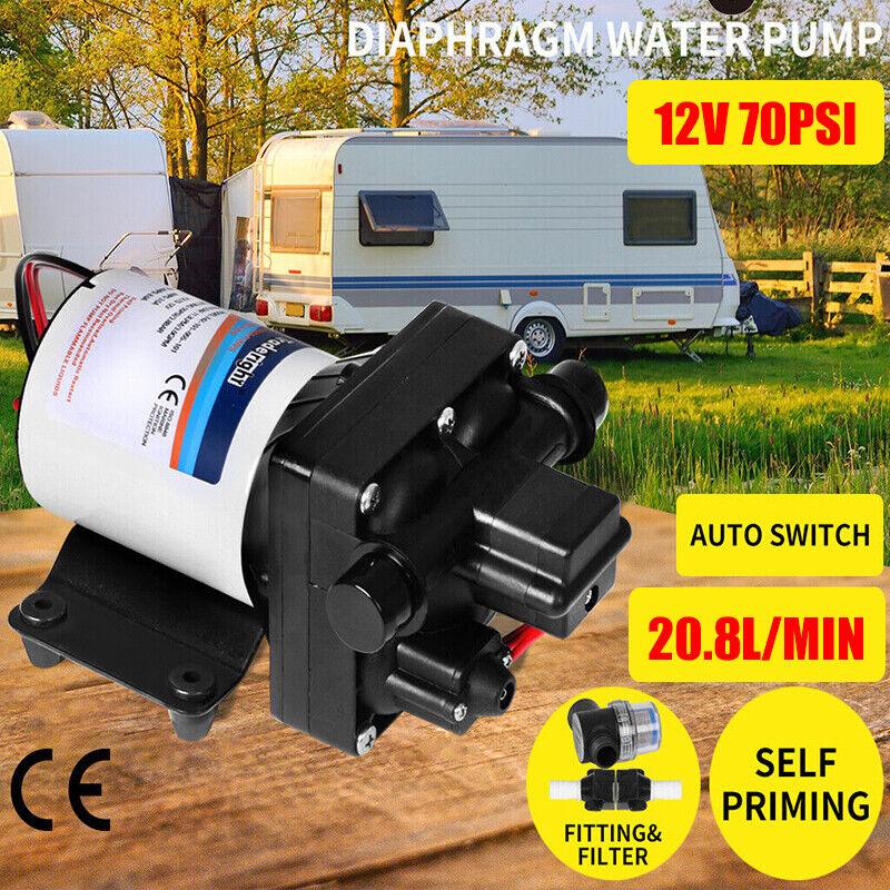 Buy 12V Caravan Water Pump High Pressure Self-priming rv Camping Boat 70PSI 20.8L/M discounted | Products On Sale Australia