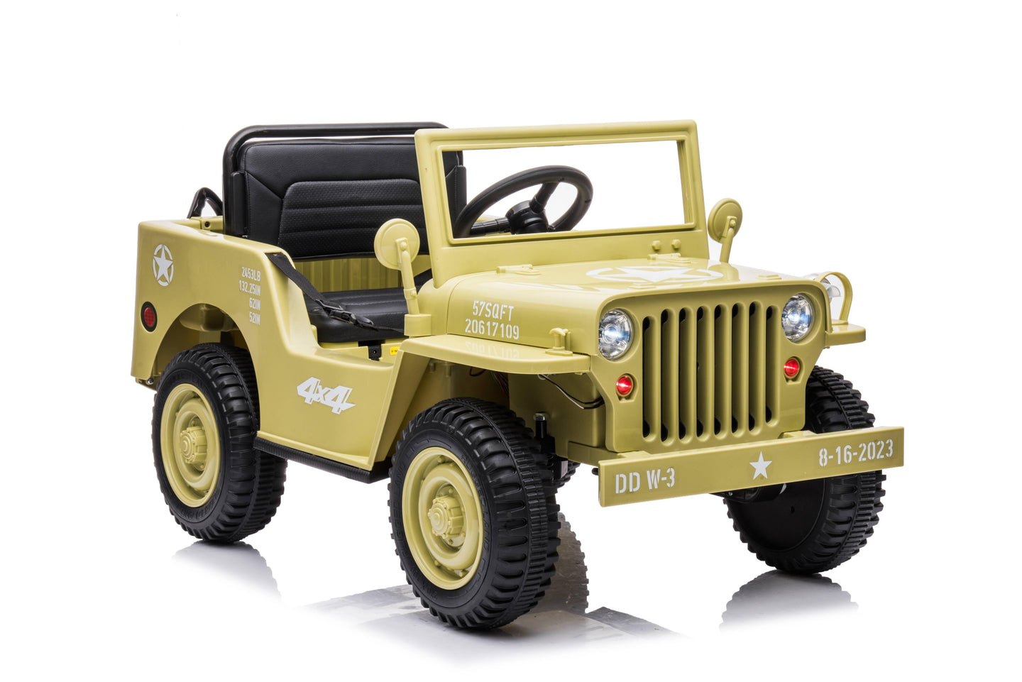 Buy 12V Military Jeep Electric Ride On Car For Kids - Green discounted | Products On Sale Australia