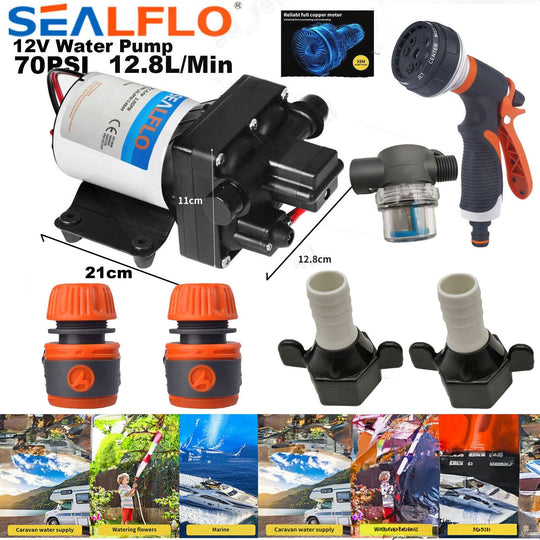 Buy 12V SEALFLO Water Pump High Pressure Self-priming rv Camping Boat 70PSI 11.3L/M discounted | Products On Sale Australia