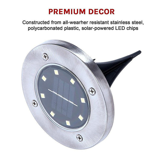 Buy 12x Solar Powered LED Buried Inground Recessed Light Garden Outdoor Deck Path discounted | Products On Sale Australia