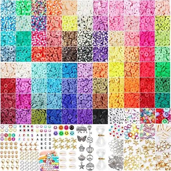 Buy 13200PCS 84 Colours Flat Round Polymer Clay Beads Kit Heishi Alphabet Letter Beads for Jewellery Bracelet Necklace Making discounted | Products On Sale Australia