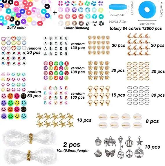 Buy 13200PCS 84 Colours Flat Round Polymer Clay Beads Kit Heishi Alphabet Letter Beads for Jewellery Bracelet Necklace Making discounted | Products On Sale Australia