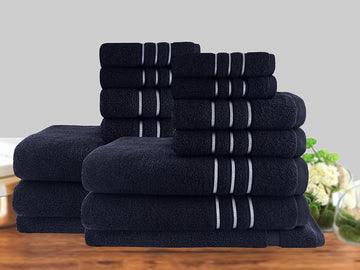 Buy 14pc classic dobby stripe cotton towel set 650gsm sailor blue discounted | Products On Sale Australia